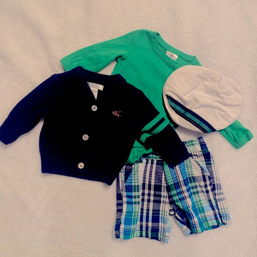 Boys Sweater and Plaid Shorts Outfit